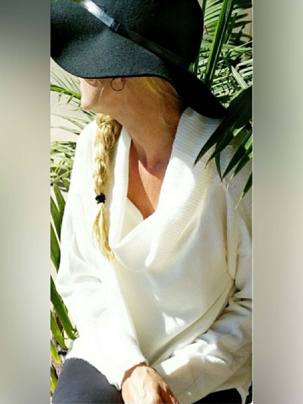 Restock! Off-Shoulder Soft Knit Sweater White Cowl Neck